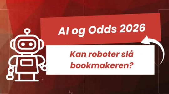Thumbnail for guide om bruk av AI i betting: Grafikk med et robot-ikon og overskriften 'AI og Odds 2026: Kan roboter slå bookmakeren?